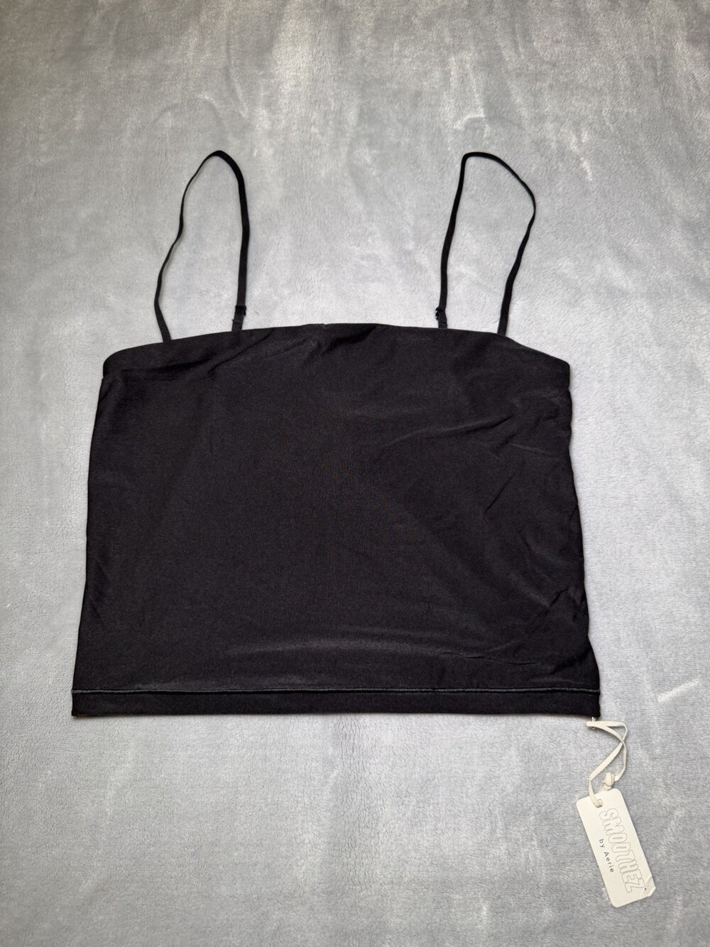Smoothez By Aerie Black Spaghetti Strap Top Women’s Size Large Nylon New W/tag